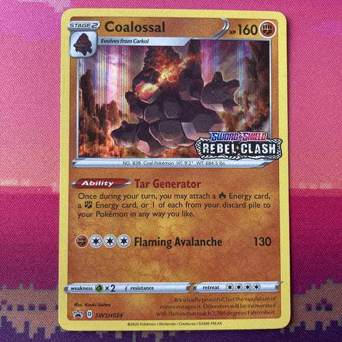 Pokemon Card Coalossal SWSH024 Black Star Promo STAMPED Rebel Clash Near Mint