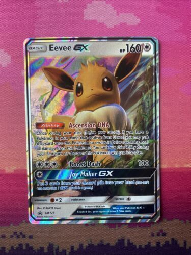 Pokemon Card Eevee GX SM176 Ultra Rare Black Star Promo Near Mint Condition