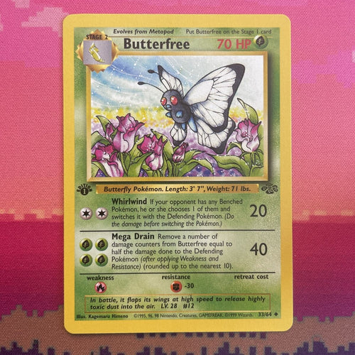 Pokemon Card Butterfree Jungle 1st Edition Uncommon 33/64 Near Mint Condition