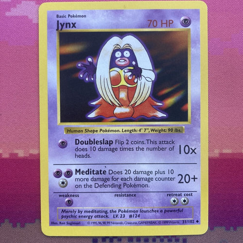 Pokemon Card Jynx Shadowless Base Set Uncommon 31/102 Near Mint Condition