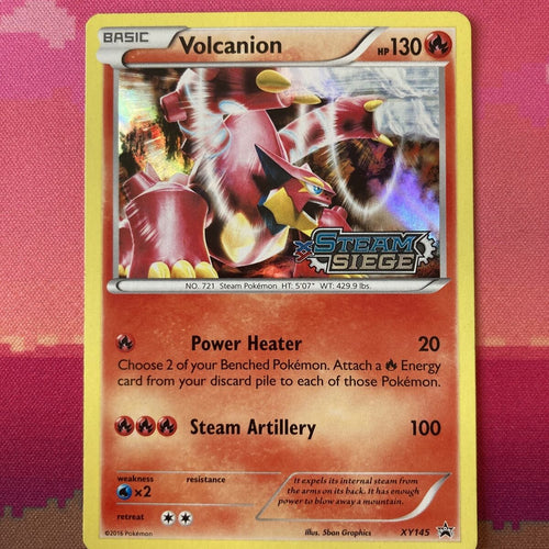 Pokemon Card Volcanion XY145 Black Star Promo Steam Siege Prerelease Near Mint