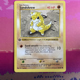 Pokemon Card Sandshrew Shadowless Base Set 1st Edition Common 62/102 NM Conditio