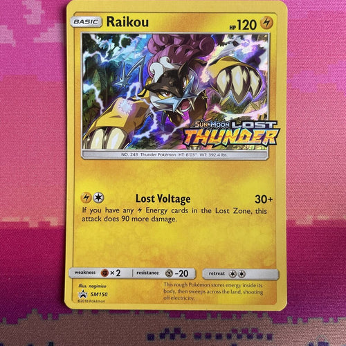 Pokemon Card Raikou SM150 Lost Thunder STAMPED Black Star Promo Near Mint