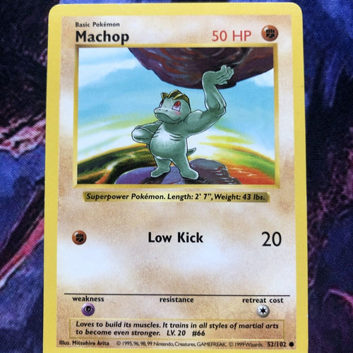 Pokemon Card Machop Shadowless Base Set  Common 52/102 Excellent Condition