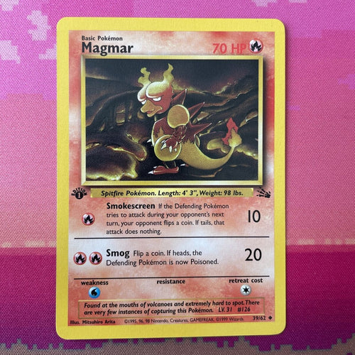 Pokemon Card Magmar Fossil 1st Edition Uncommon 39/62 Near Mint