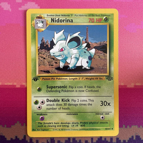 Pokemon Card Nidorina Jungle 1st Edition Uncommon 40/64 Near Mint Condition