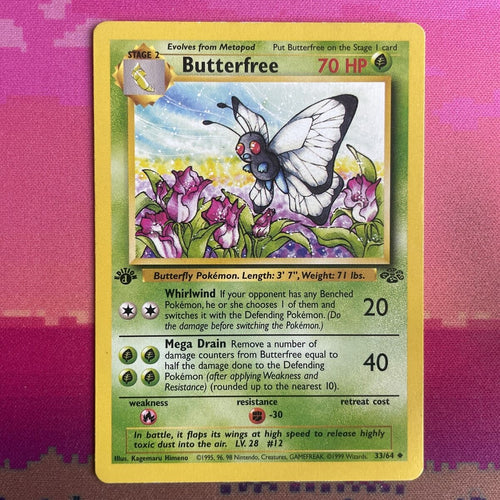 Pokemon Card Butterfree Jungle 1st Edition (D) Uncommon 33/64 Light Play