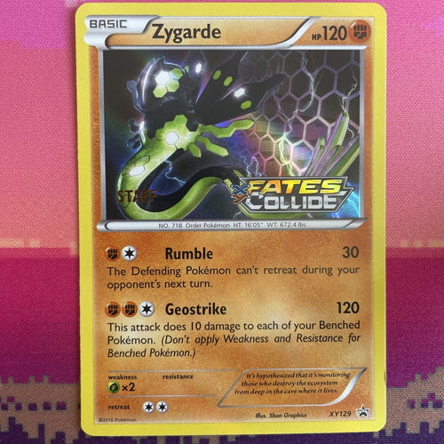 Pokemon Card Zygarde XY129 Black Star Promo Stramped STAFF Near Mint Condition