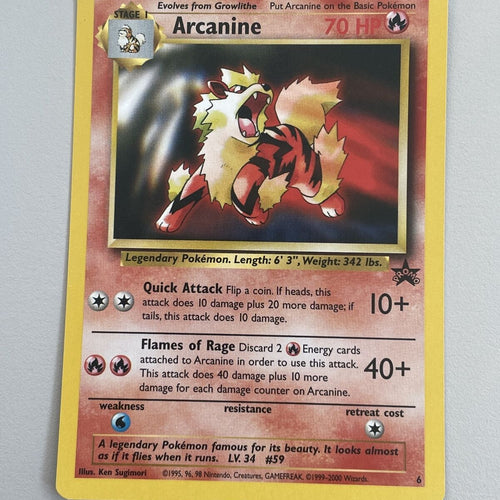 Pokemon Card Arcanine Black Star Promo 6 Near Mint