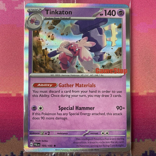 Pokemon Card Tinkaton Gamestop Sealed Promo Paldea Evolved 105/193 Near Mint 