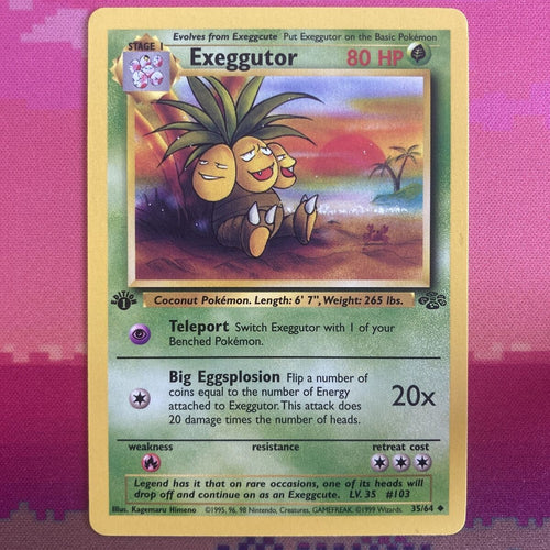 Pokemon Card Exeggutor Jungle 1st Edition Uncommon 35/64 Near Mint Condition