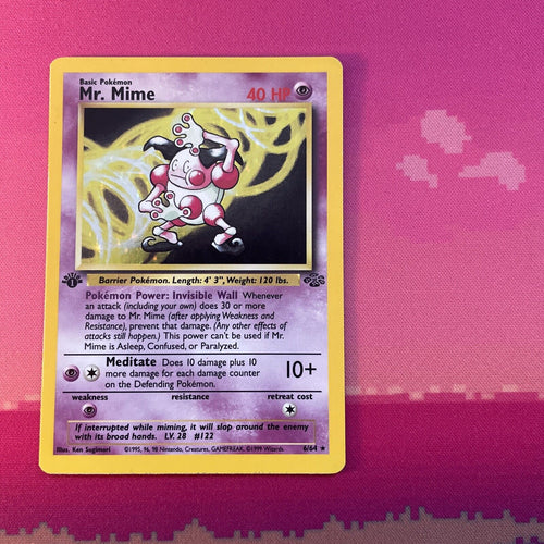 Pokemon Card Mr Mime Jungle 1st Holo Rare Excellent Condition