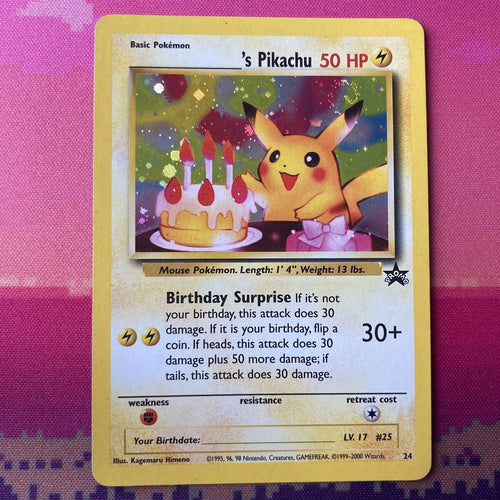 Pokemon Card Birthday Pikachu 24 Black Star Promo Holo Near Mint