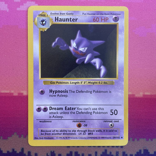 Pokemon Card Haunter Shadowless Base Set Uncommon 29/102 Near Mint Condition