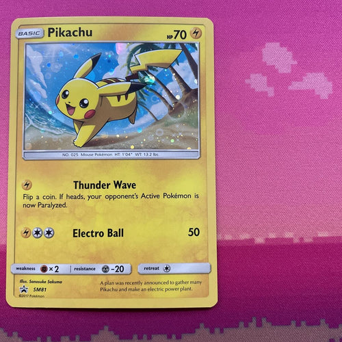 Pokemon Card Pikachu SM81 Black Star Promo Near Mint Condition