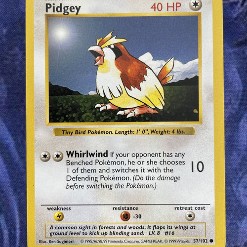 Pokemon Pidgey Shadowless Base Set Common 57/102 Near Mint 