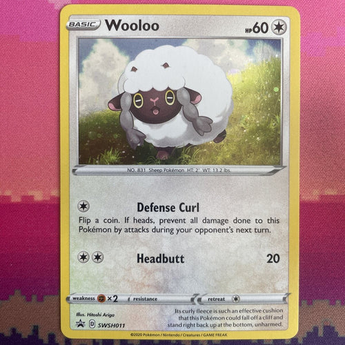 Pokemon Card Wooloo SWSH011 Black Star Promo Cosmo Holo Near Mint Condition