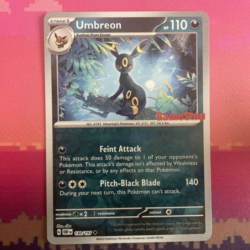 Pokemon Card Umbreon GameStop Promo Reverse Holo Uncommon 130/197 Near Mint