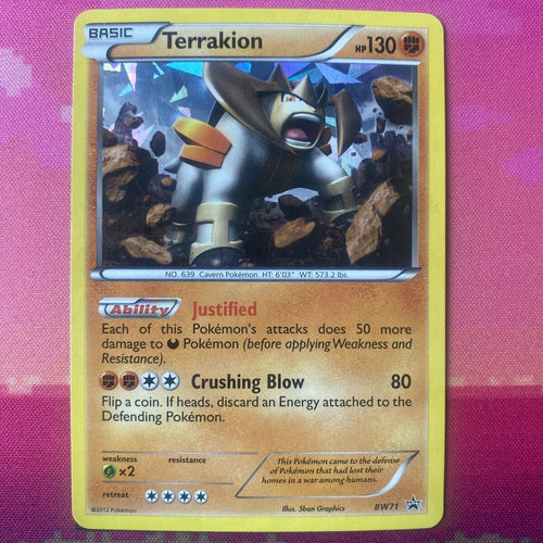 Pokemon Card Terrakion BW71 Cracked Ice Holo Black Star Promo Near Mint Conditio