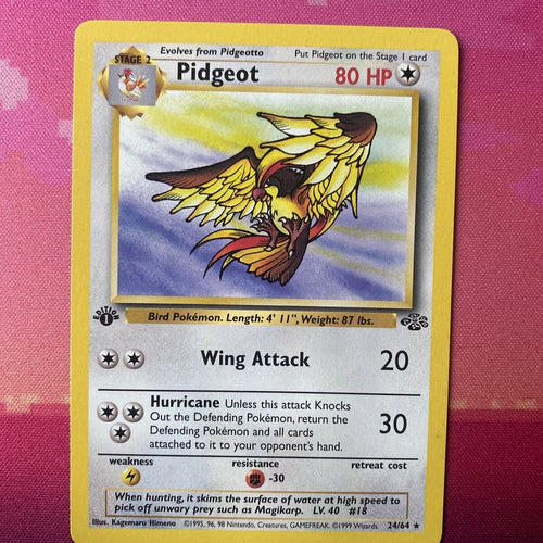 Pokemon Card Pidgeot Jungle 1st Edition Rare 24/64 Near Mint