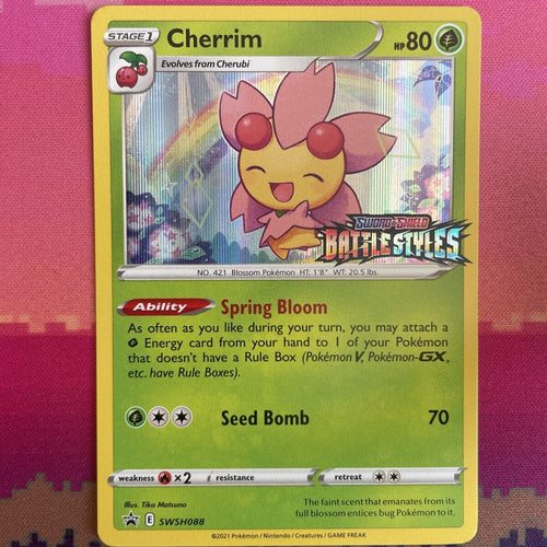 Pokemon Card Cherrim SWSH088 Black Star Promo STAMPED Battle Styles Near Mint 