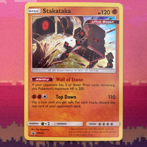 Pokemon Card Stakataka SM209 Black Star Promo Holo Near Mint Condition