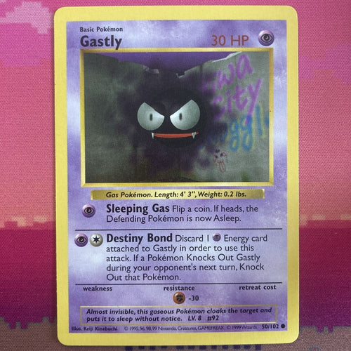 Pokemon Card Gastly Shadowless Base Set Common 50/102 Near Mint