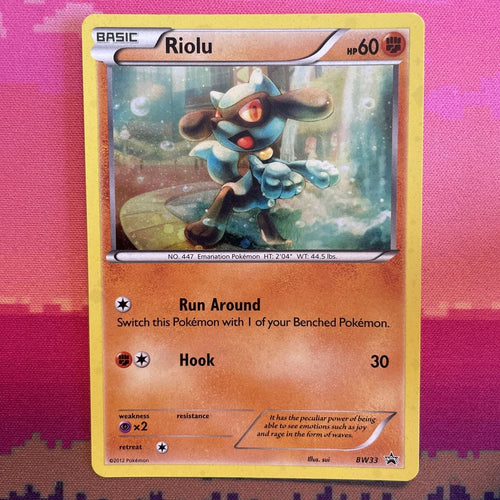 Pokemon Card Riolu BW33 Black & White Black Star Promo Holo Near Mint Condition