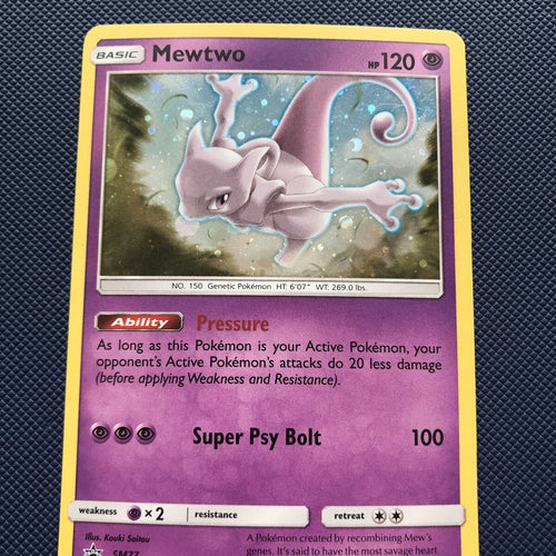 Pokemon Card Mewtwo SM77 Holo Black Star Promo Near Mint Condition