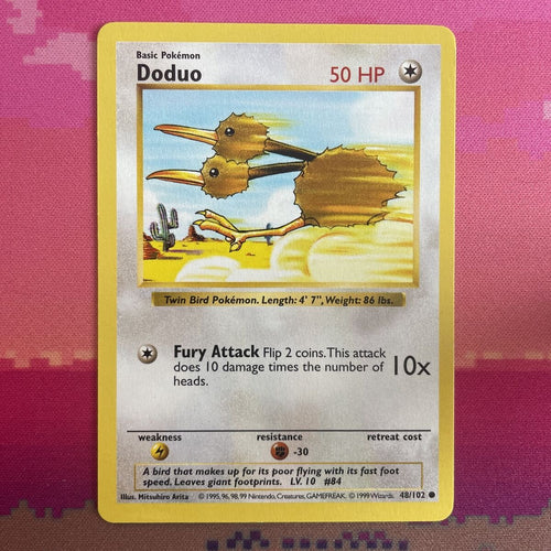 Pokemon Card Doduo Shadowless Base Set Common 48/102 Near Mint Condition