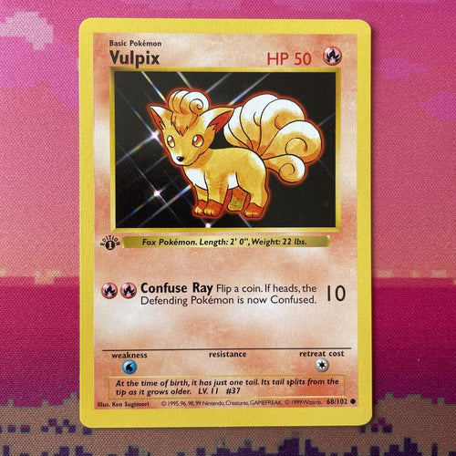 Pokemon Card Vulpix Shadowless Base Set 1st Edition Common 68/102 NM Condition