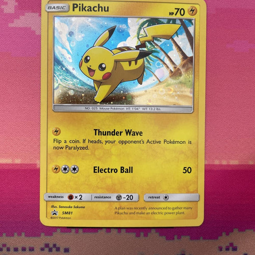 Pokemon Card Pikachu SM81 SM Black Star Promo Holo Near Mint Condition