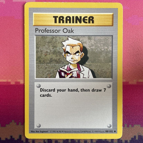 Pokemon Card Professor Oak Shadowless Base Set Uncommon 88/102 Light Play