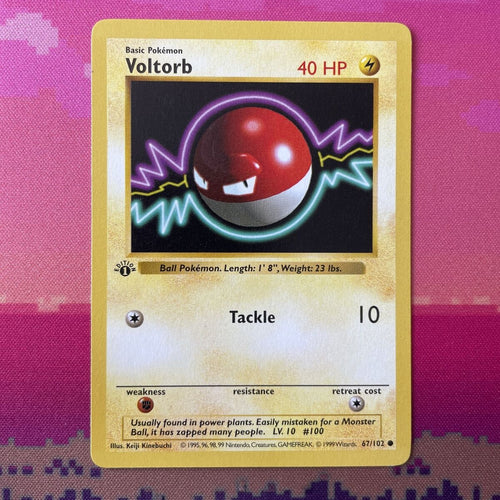 Pokemon Card Voltorb Shadowless Base Set 1st Edition Common 67/102 NM Condition