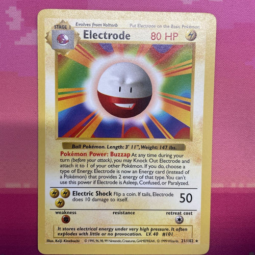 Pokemon Card Electrode Shadowless Base Set Rare 21/102 Near Mint 