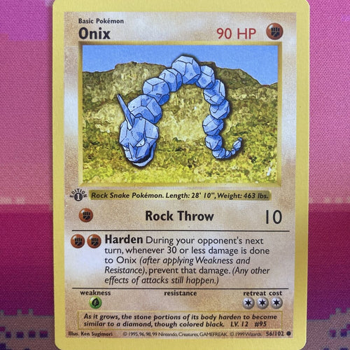 Pokemon Card Onix Shadowless Base Set 1st Edition Common 56/102 NM Condition