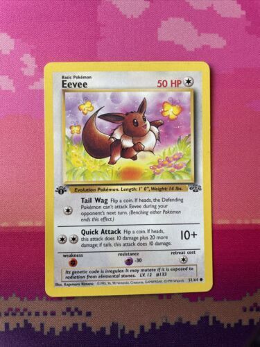 Pokemon Card Eevee Jungle 1st Edition Common 51/64 Near Mint