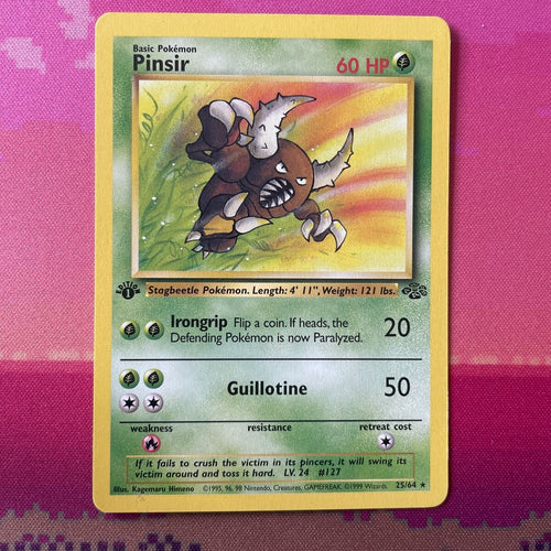 Pokemon Card Pinsir Jungle 1st Edition Rare 25/64 Near Mint Condition