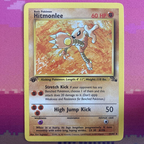 Pokemon Card Hitmonlee Fossil 1st Edition Rare 22/62 Near Mint