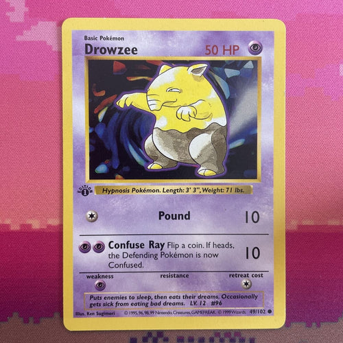 Pokemon Card Drowzee Shadowless 1st Edition Base Set Common 49/102 NM Condition