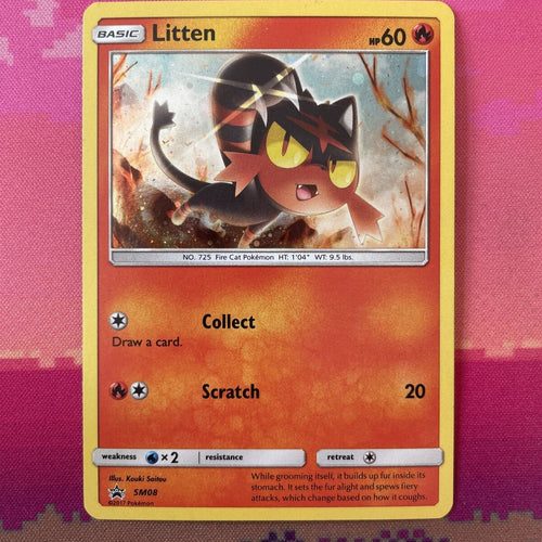 Pokemon Card Litten SM08 Black Star Promo Holo Near Mint Condition