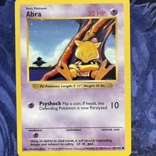 Abra 43/102 SHADOWLESS - Common - BASE SET WOTC Pokemon Card