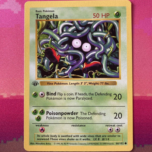 Pokemon Card Tangela Shadowless Base Set 1st Edition Common 66/102 NM Condition