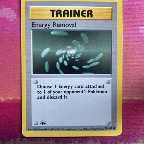 Pokemon Card Energy Removal Shadowless Base Set 1st Edition Common 92/102 NM