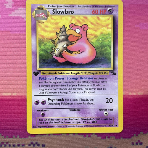 Pokemon Card Slowbro Fossil 1st Edition Common 43/62 Near Mint