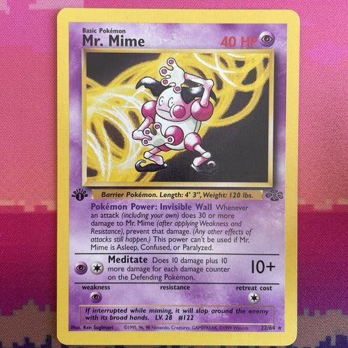 Pokemon Card Mr Mime Jungle 1st Edition 22/64 Near Mint Condition