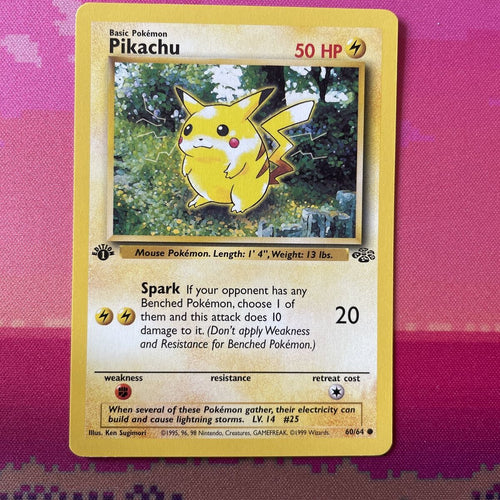 Pokemon Card Pikachu Jungle 1st Edition 60/64 Near Mint Condition