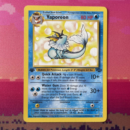 Pokemon Card Vaporeon Jungle 1st Edition 28/64 Near Mint Condition